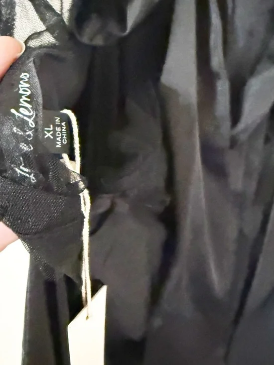 For Love & Lemons Val Heart Cup Dot Tulle Ruffle Satin Black Maxi Dress NEW - Picture 8 of 11